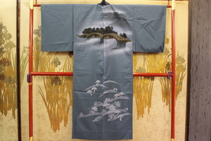  кимоно сейчас прошлое 6735 мужчина. кимоно мужчина длинное нижнее кимоно полиэстер 100% рукав единственный в своем роде . примерно одиночный .... obi . пейзаж . перо рисунок есть длина 138cm