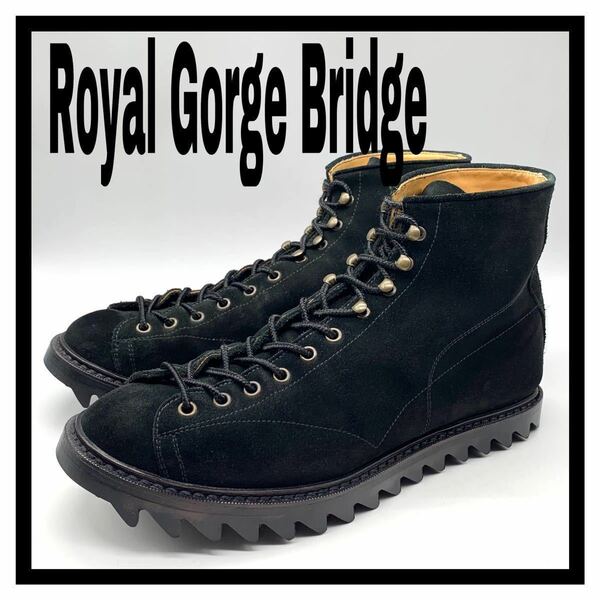 Royal Gorge Bridge (ロイヤル ゴージ ブリッジ) ショートブーツ モンキーブーツ シャークソール スエード ブラック 黒 40 25cm シューズ 