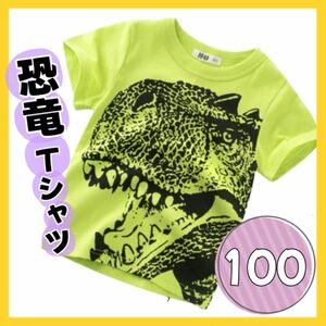 【新品未使用】 恐竜プリント Tシャツ 100 ベビー キッズ グリーン 綿