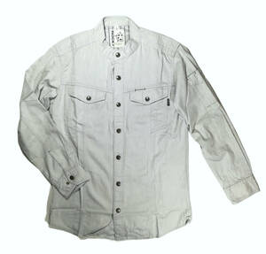 新品　ROCKY ワークシャツ サンドグレー Lサイズ　ストレッチ スタンドカラー ツイルシャツ 綿100% BONMAX ボンマックス 作業着