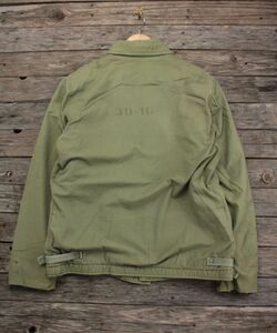 80's U.S.NAVY ステンシル入り A-2 デッキジャケット OD 表M