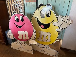 BIG 125cm アメリカ ビンテージ Mars 1994年 M＆M エムアンドエム 看板 サイン ストアスタンドディスプレイ レッド イエロー 2点セット