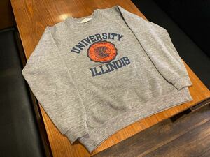 希少 70s-80s USA製 ビンテージ Illinois UNIVERSITY ラグラン スウェット XL 古着 インディアン sportswear カレッジ アメカジ アメリカ