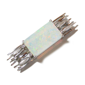 Vintage Opal × Diamond Platinum Obi-dome 帯留め プラチナ ダイヤモンド 天然オパール ヴィンテージ Pt 着物 和装小物