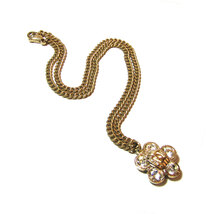 「CHANEL」 Vintage Gold Tone × Rhinestone Coco Mark Necklace シャネル ココマーク ラインストーン フラワー ネックレス ゴールド_画像2