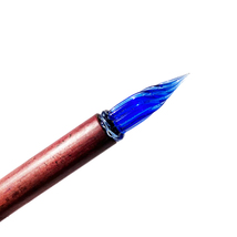 50s Vintage Blue Glass Pen ガラス ガラスペン ペンギン文具製作所 細字用 文房具 レトロ 文具 古い ブルー インク 竹軸_画像4