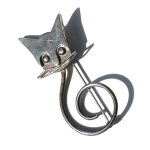 Vintage Mexico Silver 925 Cat Pin Brooch　ヴィンテージ　メキシカンジュエリー　ブローチ　猫