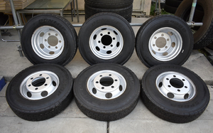 送料無料 225-80R17.5 DUNLOP 2021年製 スチールホイール付き TOPY 17.5×6.00 135 6穴 両面再塗装 6本 セット