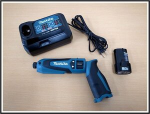 makita マキタ　7.2V　充電式ペンインパクトドライバ　TD021D　青　バッテリ BL0715 1本/充電器 DC07SB 付き　美品