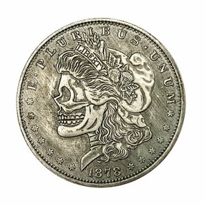 モルガン 硬貨 コイン 1ドル銀貨 レプリカ エングレービング 1878年 スカル 彫刻 彫金 バイカー インディアン ウエスタン マーカー お守り