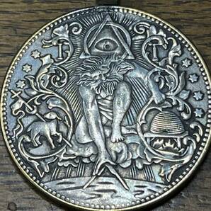 純銀925バチカン使用 モルガン コイン フリーメイソン エングレービング 彫金 レプリカ 裏イーグル 1ドル銀貨 フリーメーソンイルミナティの画像2
