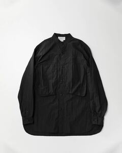 yoke BAND COLLAR LONG SHIRT ヨーク バンドカラーロングシャツ ブラック コットンナイロン