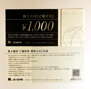 ☆送料無料★鉄人化計画 らーめんギフト◇株主優待券 1000円×9枚＝9000円分 カラオケ ラーメン直久 Rich to・ビアンカグルー (xase)