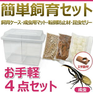 【RK】簡単飼育セット お手軽4点セット 【すぐに飼育できる！】 カブトムシ・クワガタ 成虫 お得で便利なセット！ コバエ抑制 おまけ付