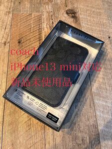 新品 COACH iPhone13 mini 手帳型カバー シグネチャー　ブラック