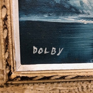 『☆油彩 油絵 絵画■DOLBY 銘■真贋 詳細不明 額装 風景 自然画 山 湖 河 森 木 美術品』の画像7