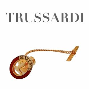 美品 TRUSSARDI トラサルディ ネクタイピン チェーン付き ゴールド