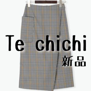 新品 Te chichi テチチ ラップライク タイトスカート チェックイエロー
