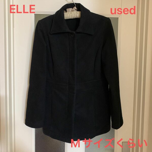 ELLE ジャケット コート　 黒used ポリ100 Mサイズくらい