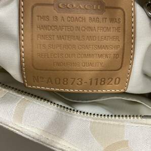 COACH コーチ ハンドバッグ トートバッグ シグネチャー ベージュ ブラウン レザー 現状品の画像8