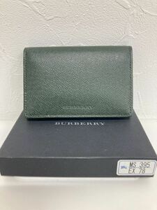 Burberry バーバリー 名札入れ カード入れ カードケース レザー 本革 無地 グリーン メンズ 保存箱付 MS 395 EX78