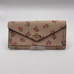 １円～　A-1　COACH　コーチ　長財布　ロングウォレット　27280　ソフトウォレット　ローズ　ピンク　ゴールド金具