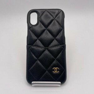 1円～　A-3　CHANEL　シャネル　スマホケース　iphonケース　ブラック　マトラッセ　ココマーク　ブラック　iphon X/XS対応