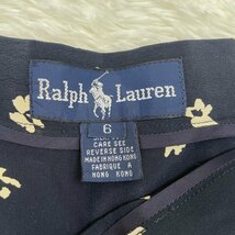 1円～　A-5　60　Ralph lauren　ラルフローレン　花柄　フレアスカート　シルク100％　レトロ　ヴィンテージ　ネイビー　サイズ6　_画像3