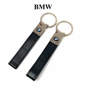 BMW 純正　ロゴ　レザー　革　キーホルダー　ブラック　黒　2個