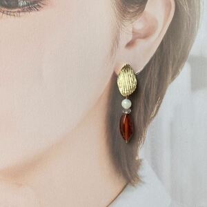 Art hand Auction Lithuanian amber, other, GP earrings/natural stone, Handmade, Accessories (for women), Earrings, Earrings