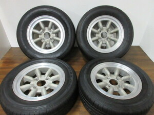 【送料無料・税込み】RSワタナベ 14in6J+10 4穴PCD114.3 FK 195/60 x2 ナンカン215/60R14 x2 60クレスタ マークII 旧車カスタム