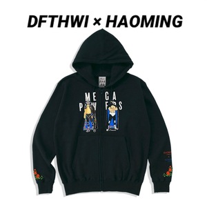 ハオミン × DFTHWI■送料込■限定モデル■HAOMING ジップパーカー 黒 L■プロレス 格闘技 新日本 WWE ノア 覆面マスク パンクドランカーズ