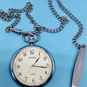 (E59)あらゆるシーンで(*'▽')セイコーアルバサクセス（電池交換済み）シルバーメンズ懐中時計USED（送料全国一律185円）素敵な時計です。の画像1