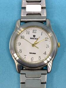 (E04)気品の時計(*'▽')MARUMAN・BRICKS（電池交換済み）つや消しシルバー・ユニセックス腕時計USED（送料全国一律185円）素敵な時計です。