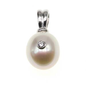 MIKIMOTO( Mikimoto ) necklace top K18(WG) pearl pearl × diamond 