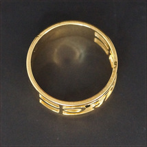 [RING] 18K Gold Plated 古代 エジプト ホルスの目 ラーの目 アンク 十字架 クロス デザイン 8mm ワイド フラット ゴールド リング 24号_画像6