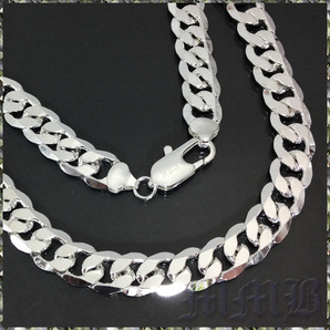 [NECKLACE] 925 Sterling Silver Plated ハイクオリティー 6面カット 喜平チェーン シルバーネックレス 10x600mm (54g) 【送料無料】の画像1