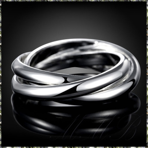 [RING] Silver Plated Trinity Three Circles ビューティフル トリニティ スリーサークル 3連 シルバー リング 14号 (6g) 【送料無料】