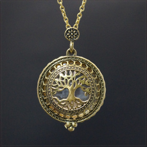 [PENDANT NECKLACE] Vintage Magnifier Glass ヴィンテージ 虫眼鏡 老眼鏡 拡大ルーペ レンズ ペンダント ネックレス Tree of Life生命の樹