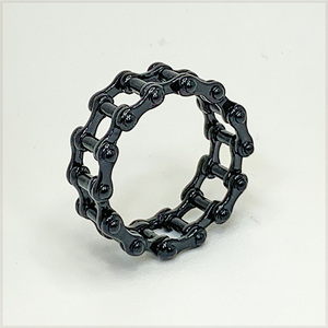 [RING] Black Mechanical Motorcycle Bicycle Chain ブラック メカニカル バイク チェーン デザイン ステンレス リング 28号
