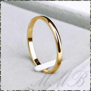 [RING] 14K Yellow Gold Plated Smooth Simple イエロー ゴールド スムース スリム 2mm シンプル リング 9号 【送料無料】 