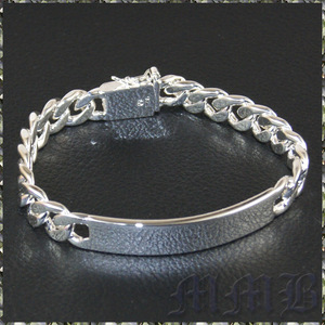 [BRACELET] 925 Silver Plated Square Lock スクエア ロック メタルプレート 2面喜平 シルバー ブレスレット 10x200mm (33g)【送料無料】