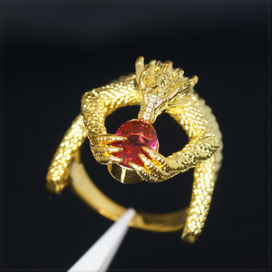 [RING] 18K Gold Plated Luxury Dragon Ruby ドラゴンがルビー持ったデザイン ラグジュアリー ゴールド リング 25号