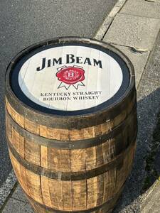 ジムビーム JIMBEAM 樽テーブル ウイスキーバーレル キャスター付 化粧樽 オーク材 店舗什器 ディスプレイ樽 180L 1