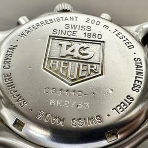 ☆【美品/稼働品】TAG HEUER タグホイヤー QZ メンズ腕時計 プロフェッショナル200M クロノ CG1110-1 黒文字盤 デイト 箱 説明書 保証書の画像8