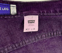 USA製 1997 LEVI’S silverTab BAGGY MEGA WIDE LEG Corduroy W35 Purple オールドリーバイス シルバータブ コーデュロイパンツ_画像5