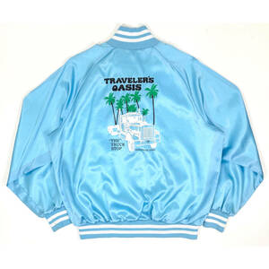 美品 1970-80s North wind USA TRAVELER’S OASIS Nylon stadium jumper L Light blue ヴィンテージ ナイロンスタジアムジャケット