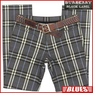 即決★BURBERRY BLACK LABE★W32位 チェックパンツ 廃盤 バーバリーブラックレーベル メンズ 82 ノバチェック グレー 三陽商会