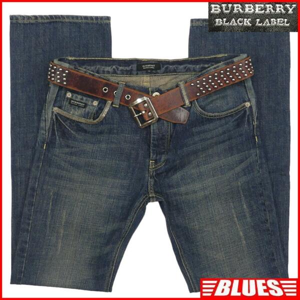 即決★BURBERRY BLACK LABE★W位 ジーンズ デニム 廃盤 バーバリーブラックレーベル 70 再構築 スタッズ加工 ナイト刺繍 フラップポケット