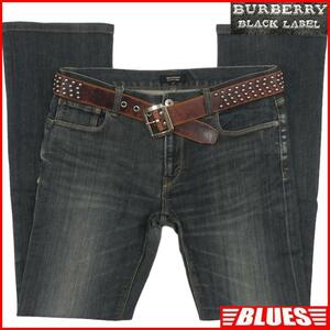 即決★BURBERRY BLACK LABE★W33位 ジーンズ デニム 廃盤 バーバリーブラックレーベル メンズ 79 ノバチェック ブーツカット ナイト刺繍